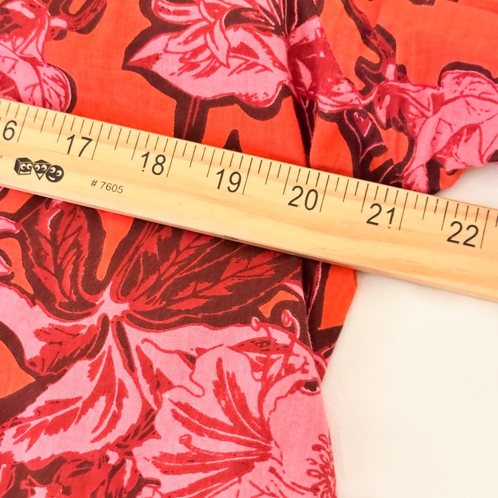 Tuckernuck Ro’s Garden Boho Tunic Blouse Floral Red Sz Large - Picture 7 of 8